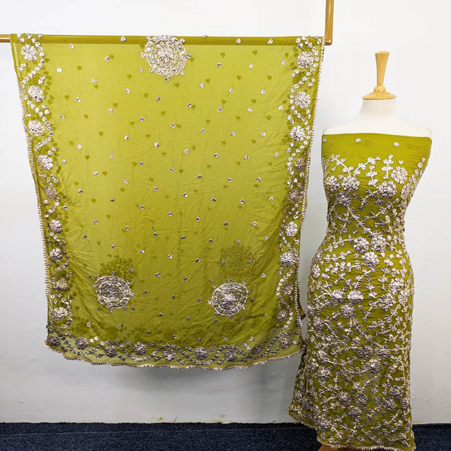 Fancy Chiffon with Full Jaal Gotta Work Shirt & 4 Sided Border Dupatta 2Pc Unstitched