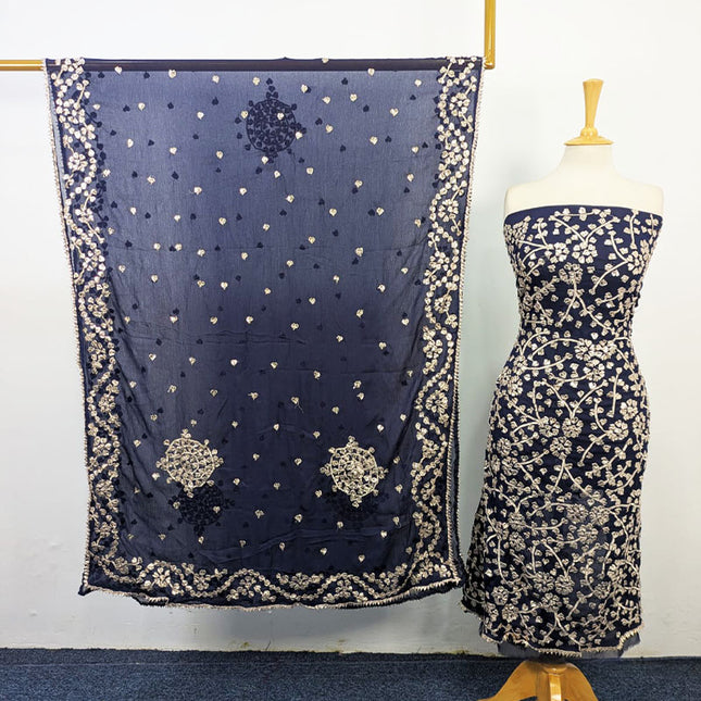 Chiffon with Full Jaal Gotta Work Shirt & 4 Sided Border Dupatta 2Pc Unstitched