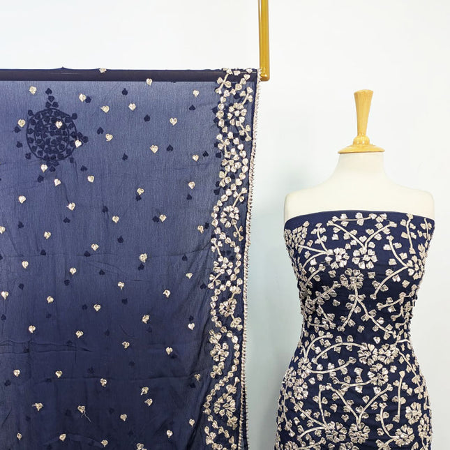 Chiffon with Full Jaal Gotta Work Shirt & 4 Sided Border Dupatta 2Pc Unstitched