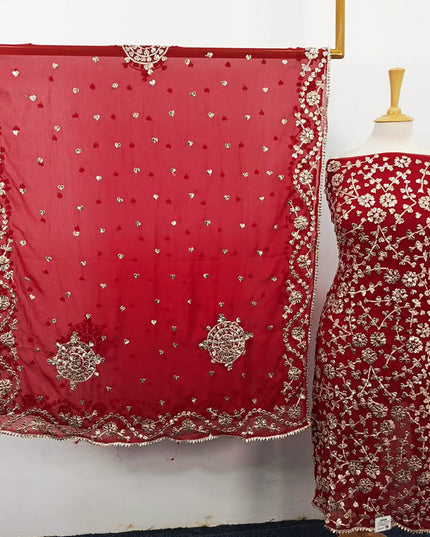 Chiffon with Full Jaal Gotta Work Shirt & 4 Sided Border Dupatta 2Pc Unstitched