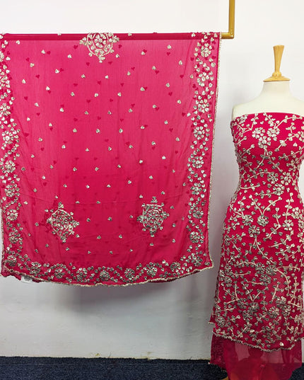 Chiffon with Full Jaal Gotta Work Shirt & 4 Sided Border Dupatta 2Pc Unstitched