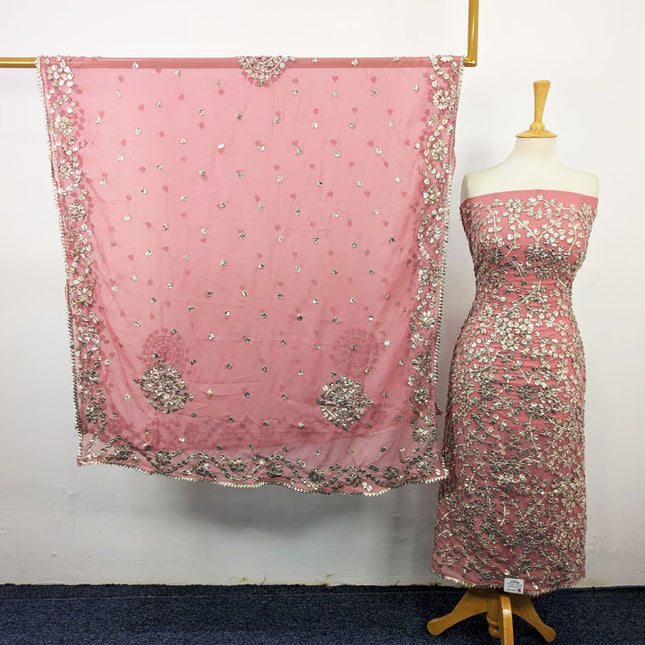 Chiffon with Full Jaal Gotta Work Shirt & 4 Sided Border Dupatta 2Pc Unstitched