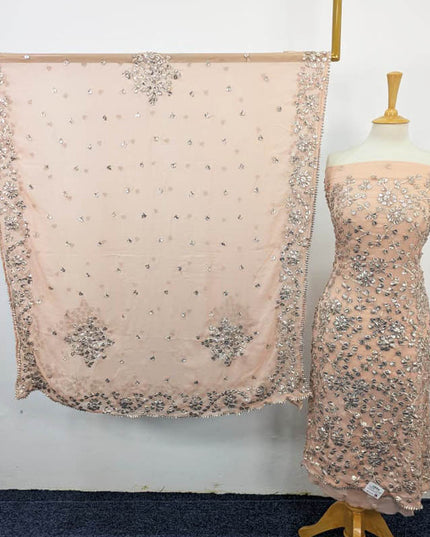 Chiffon with Full Jaal Gotta Work Shirt & 4 Sided Border Dupatta 2Pc Unstitched