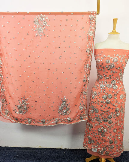 Chiffon with Full Jaal Gotta Work Shirt & 4 Sided Border Dupatta 2Pc Unstitched