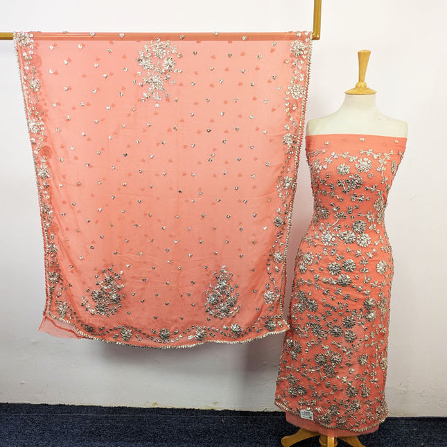 Chiffon with Full Jaal Gotta Work Shirt & 4 Sided Border Dupatta 2Pc Unstitched