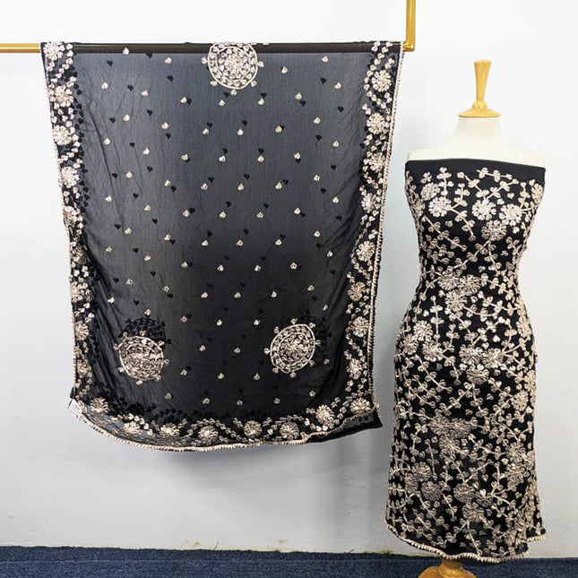 Chiffon with Full Jaal Gotta Work Shirt & 4 Sided Border Dupatta 2Pc Unstitched