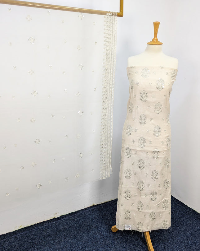 Fancy Embroidered Khaadi Net Unstitched Suits