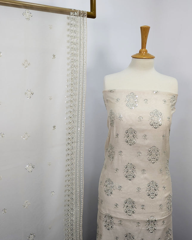 Fancy Embroidered Khaadi Net Unstitched Suits