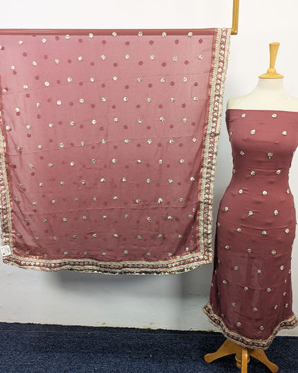 Fancy Chiffon with Handmade Akhrot Gotta Work 2Pc Unstitched