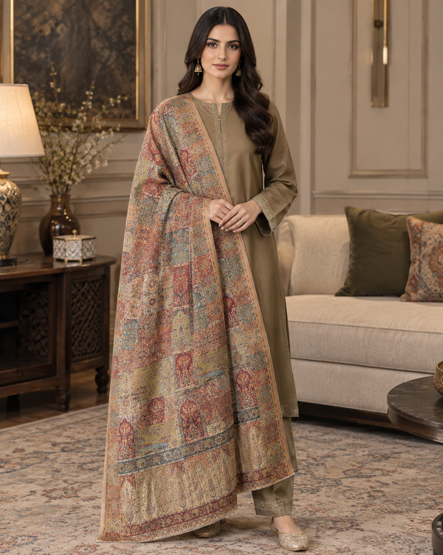 Premium Pure Indian Kani Silk ShahJahan Style Luxury Indian Traditional Wrap | Elegant Ethnic Gift