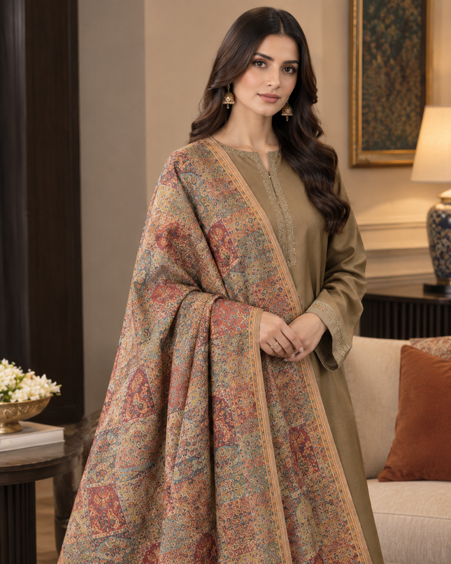 Premium Pure Indian Kani Silk ShahJahan Style Luxury Indian Traditional Wrap | Elegant Ethnic Gift