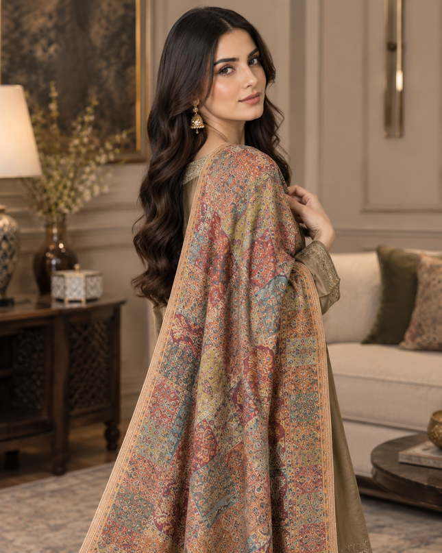 Premium Pure Indian Kani Silk ShahJahan Style Luxury Indian Traditional Wrap | Elegant Ethnic Gift