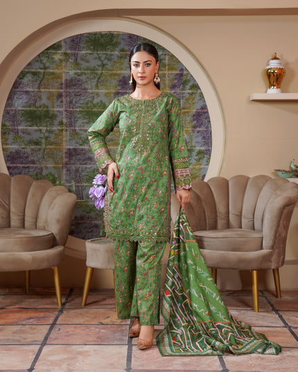 3PC Stitched Embroidered Cotton Lawn