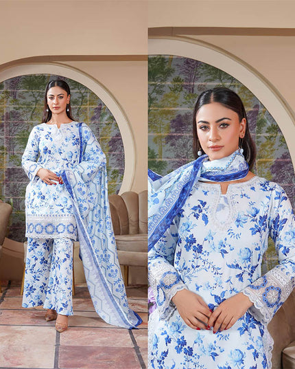 3PC Stitched Embroidered Cotton Lawn