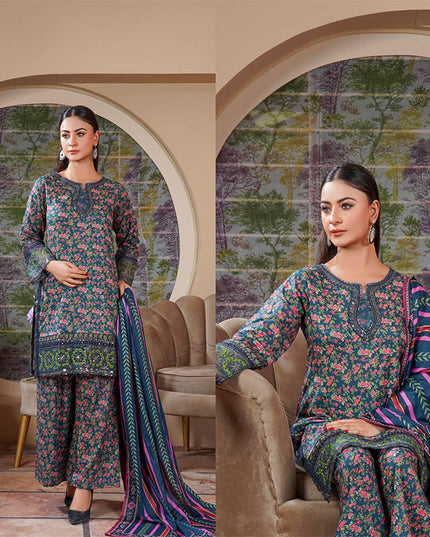 3PC Stitched Embroidered Cotton Lawn