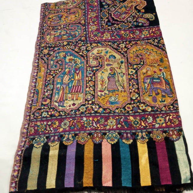 Fancy Wool with Moonlight + Kani Border Shawl