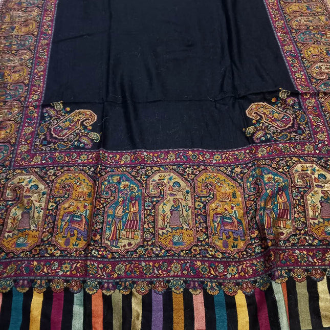 Fancy Wool with Moonlight + Kani Border Shawl