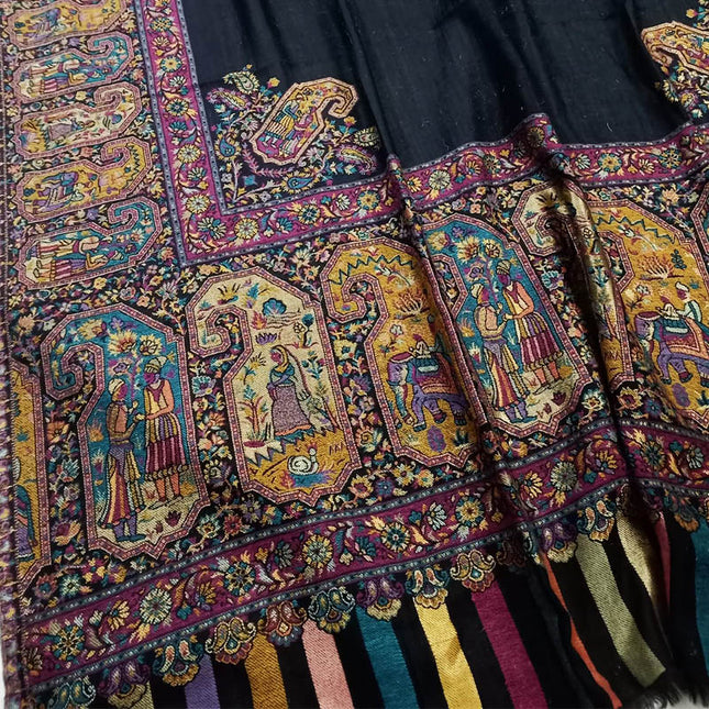 Fancy Wool with Moonlight + Kani Border Shawl