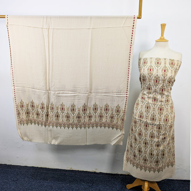 Fancy Wool Pashmina with Indian Karhai Work 3Pc Unstitched