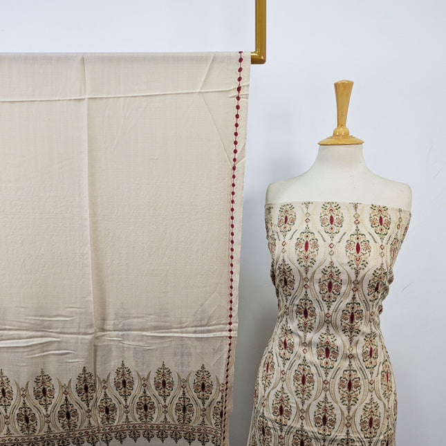 Fancy Wool Pashmina with Indian Karhai Work 3Pc Unstitched