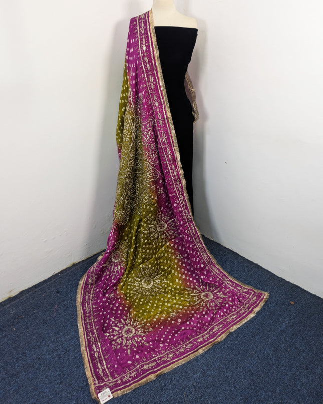 Premium Handmade Chunnri & Gotta Work Silk Dupatta (Ready To Wear)