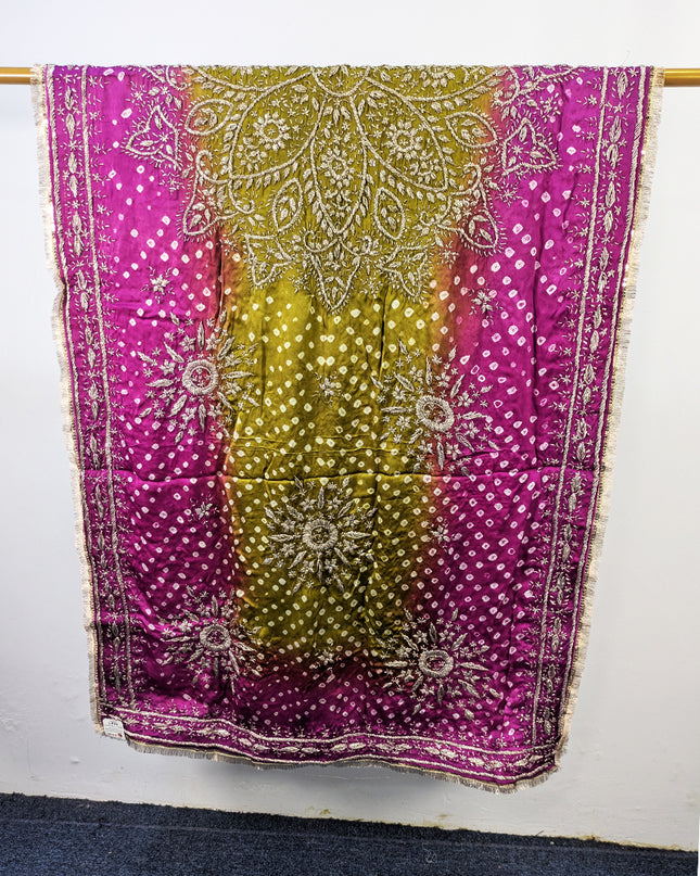 Premium Handmade Chunnri & Gotta Work Silk Dupatta (Ready To Wear)