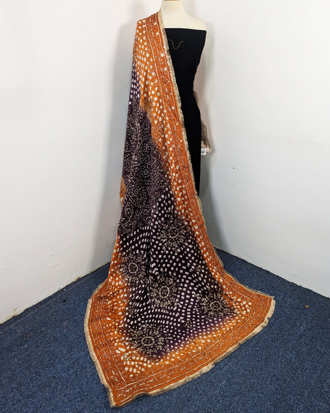 Premium Handmade Chunnri & Gotta Work Silk Dupatta (Ready To Wear)
