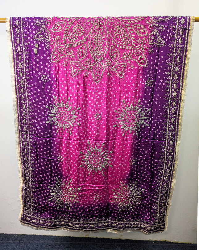 Premium Handmade Chunnri & Gotta Work Silk Dupatta (Ready To Wear)