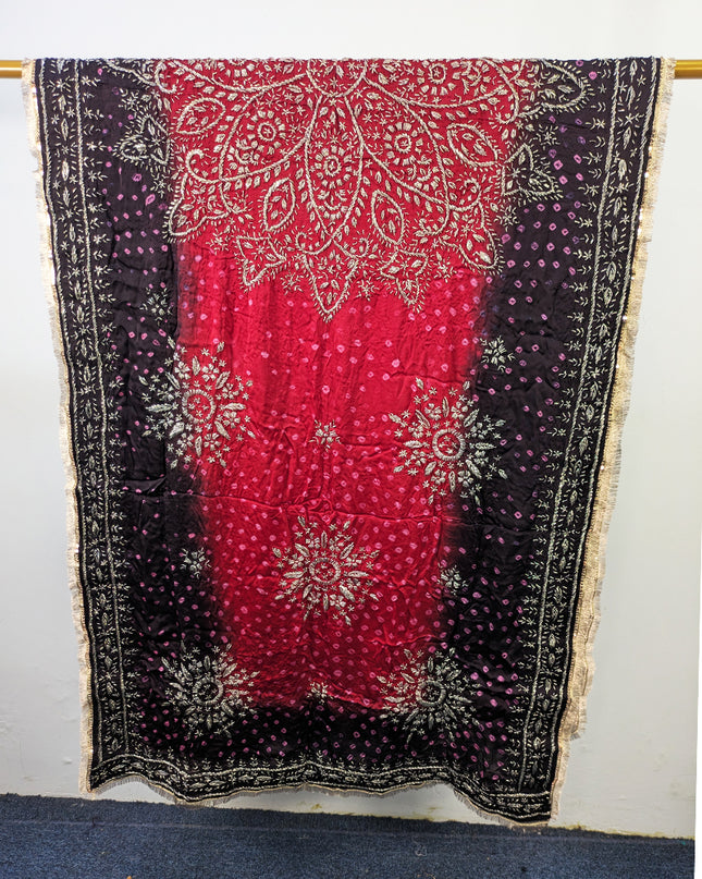 Premium Handmade Chunnri & Gotta Work Silk Dupatta (Ready To Wear)