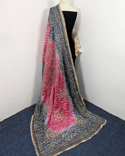 Premium Handmade Chunnri & Gotta Work Silk Dupatta (Ready To Wear)