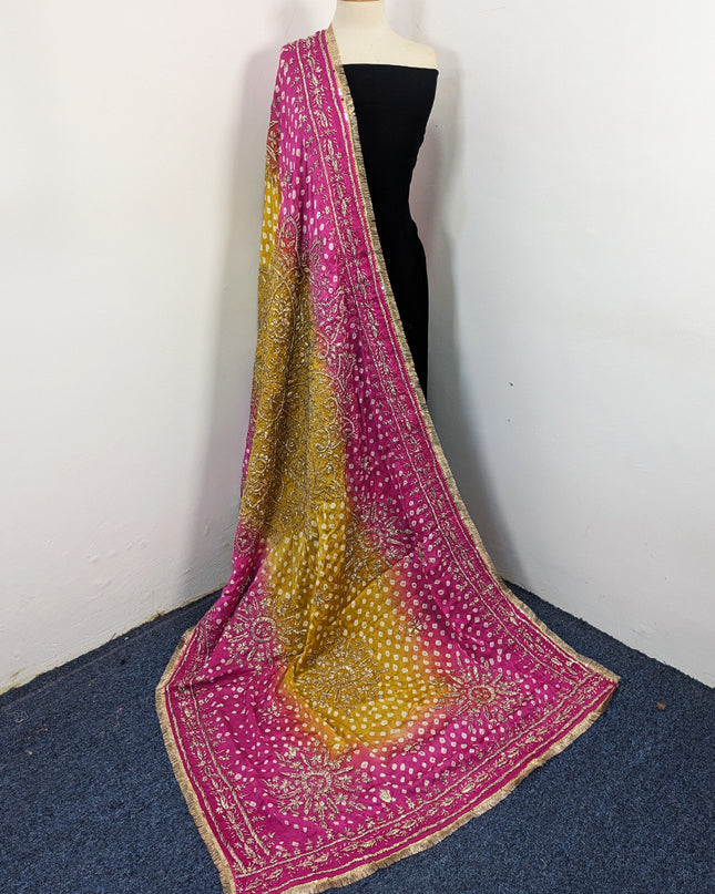 Premium Handmade Chunnri & Gotta Work Silk Dupatta (Ready To Wear)