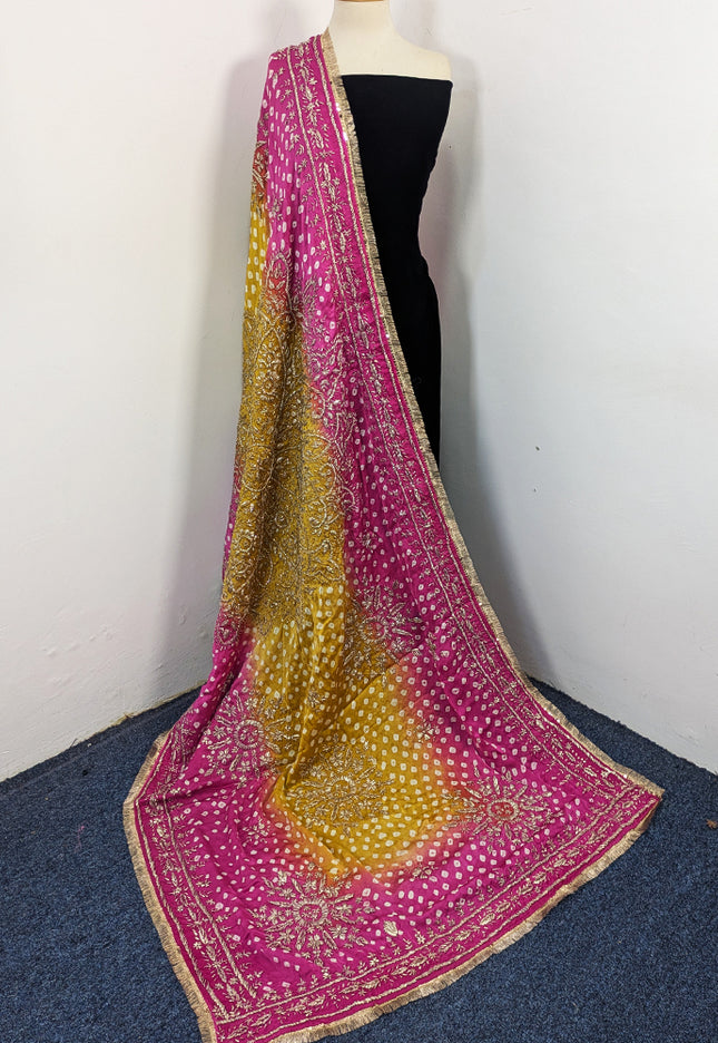 Premium Handmade Chunnri & Gotta Work Silk Dupatta (Ready To Wear)