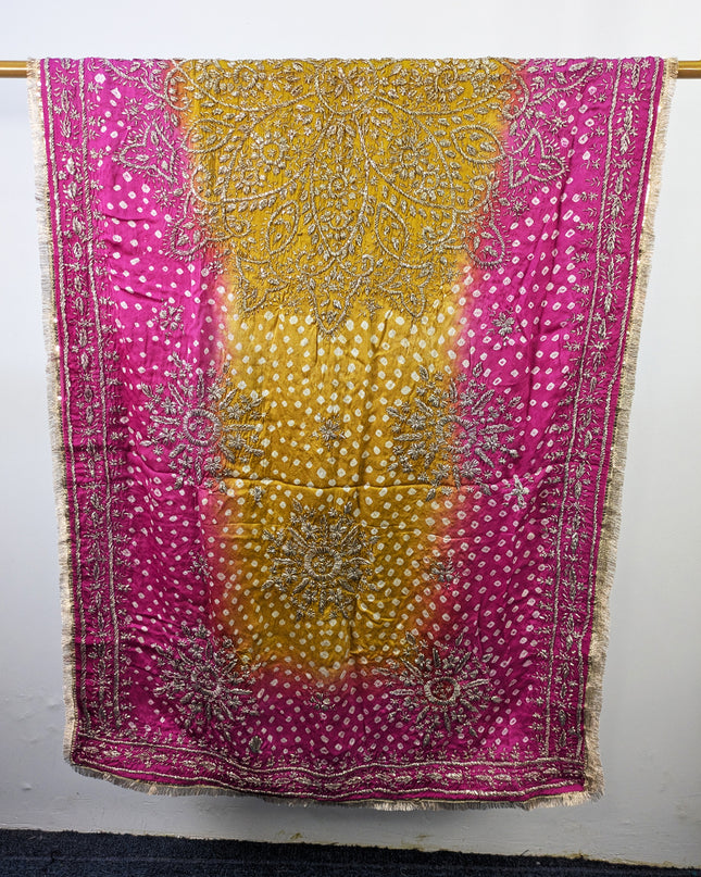 Premium Handmade Chunnri & Gotta Work Silk Dupatta (Ready To Wear)