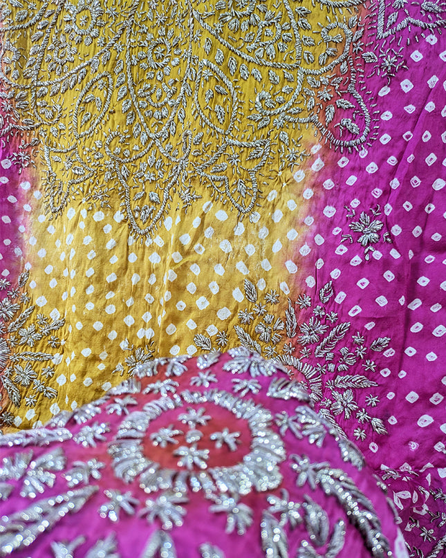 Premium Handmade Chunnri & Gotta Work Silk Dupatta (Ready To Wear)