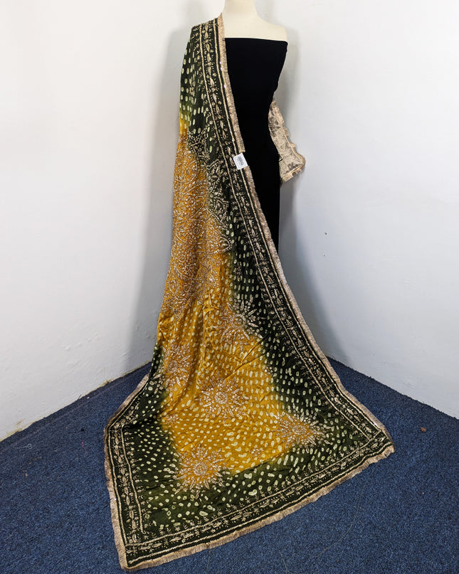 Premium Handmade Chunnri & Gotta Work Silk Dupatta (Ready To Wear)