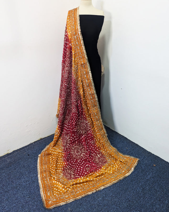 Premium Handmade Chunnri & Gotta Work Silk Dupatta (Ready To Wear)