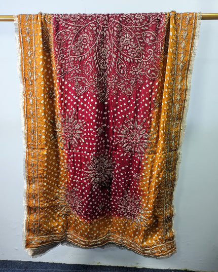 Premium Handmade Chunnri & Gotta Work Silk Dupatta (Ready To Wear)