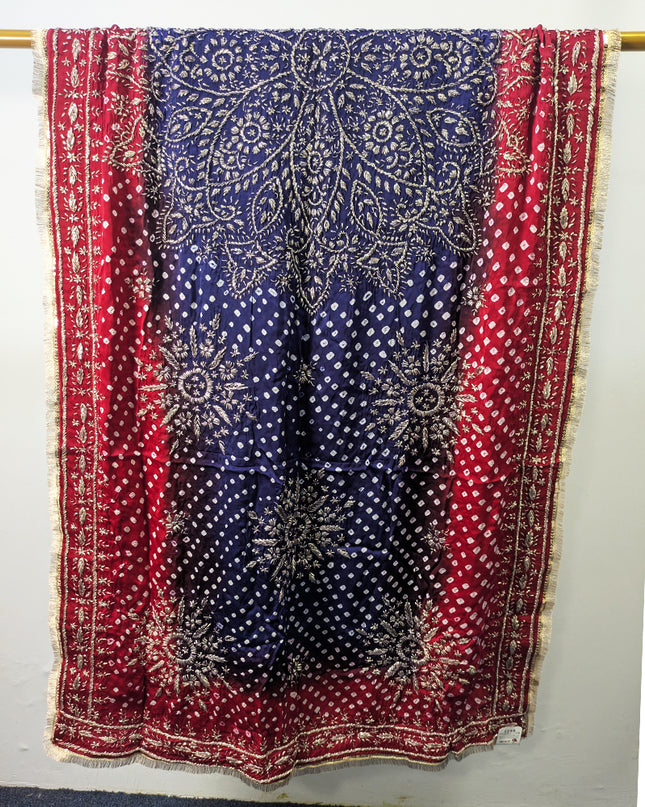 Premium Handmade Chunnri & Gotta Work Silk Dupatta (Ready To Wear)