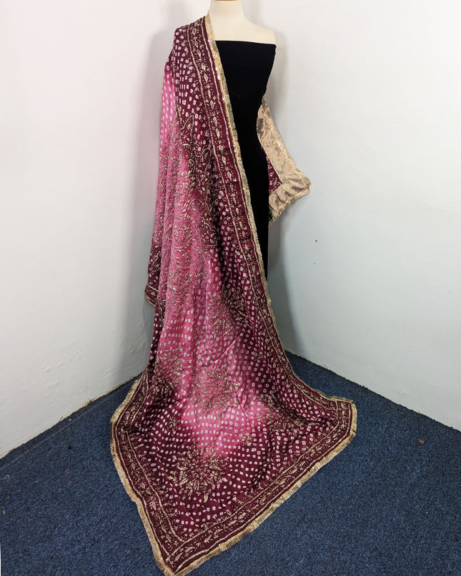 Premium Handmade Chunnri & Gotta Work Silk Dupatta (Ready To Wear)