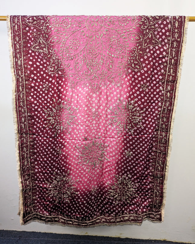 Premium Handmade Chunnri & Gotta Work Silk Dupatta (Ready To Wear)