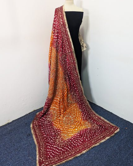 Premium Handmade Chunnri & Gotta Work Silk Dupatta (Ready To Wear)