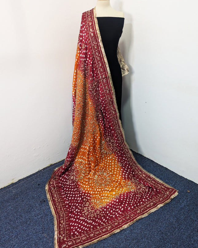 Premium Handmade Chunnri & Gotta Work Silk Dupatta (Ready To Wear)