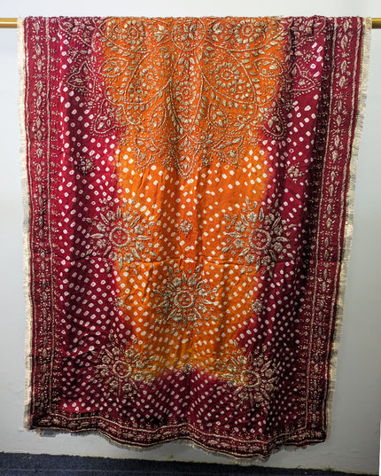 Premium Handmade Chunnri & Gotta Work Silk Dupatta (Ready To Wear)