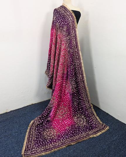 Premium Handmade Chunnri & Gotta Work Silk Dupatta (Ready To Wear)