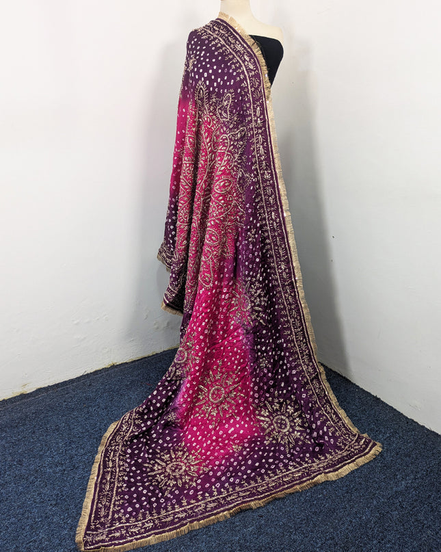 Premium Handmade Chunnri & Gotta Work Silk Dupatta (Ready To Wear)