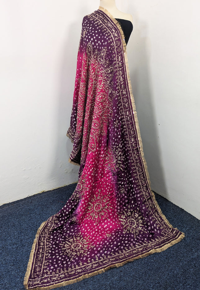 Premium Handmade Chunnri & Gotta Work Silk Dupatta (Ready To Wear)