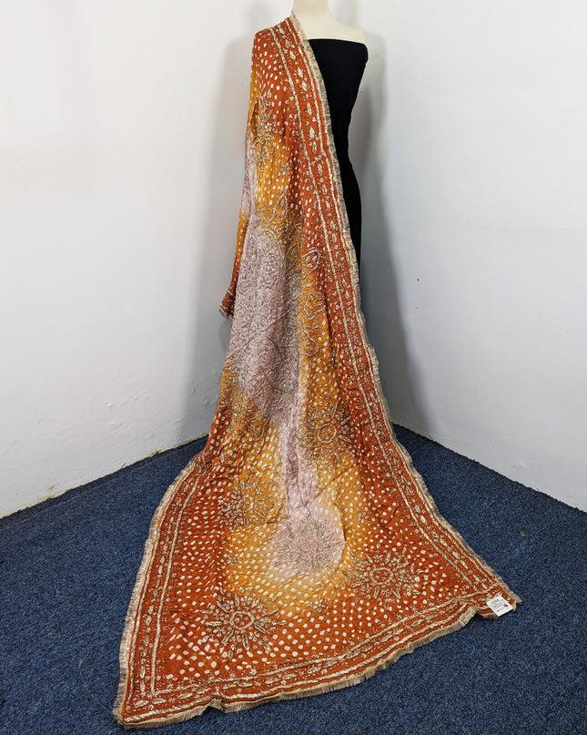 Premium Handmade Chunnri & Gotta Work Silk Dupatta (Ready To Wear)