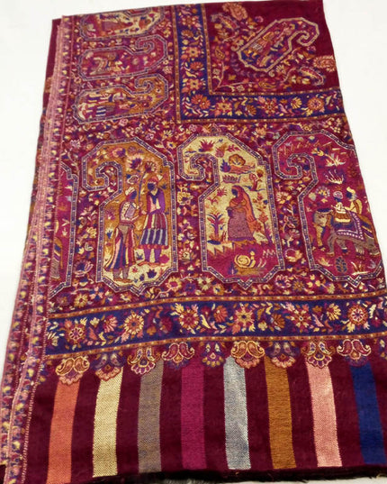 Premium Moonlight + Kani Border Wool Shawl (Ready To Wear)