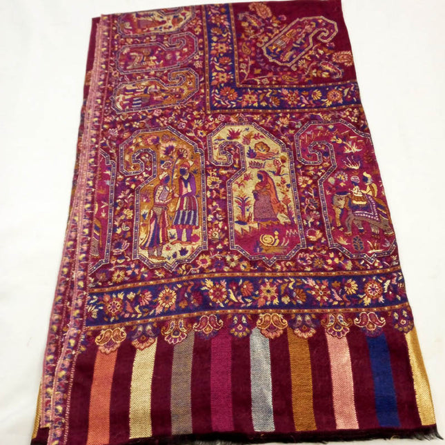 Premium Moonlight + Kani Border Wool Shawl (Ready To Wear)