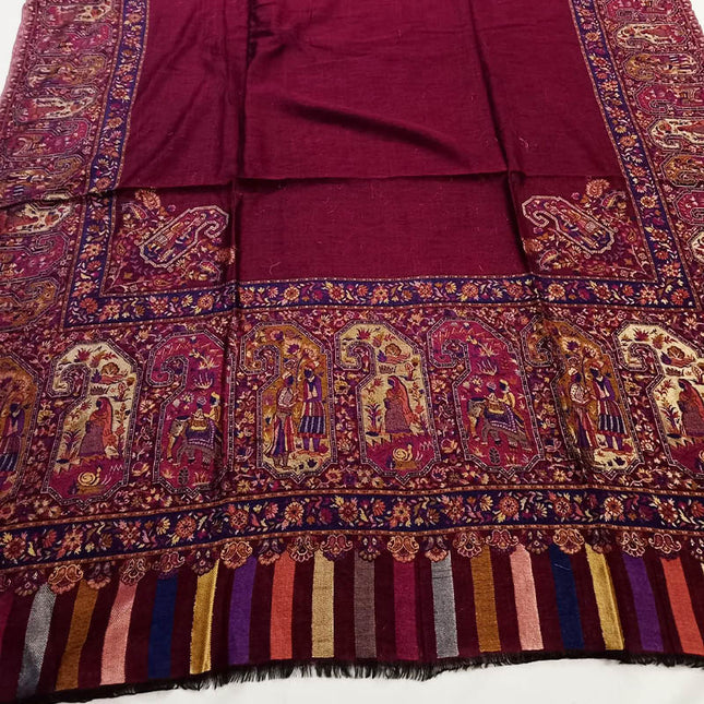 Premium Moonlight + Kani Border Wool Shawl (Ready To Wear)